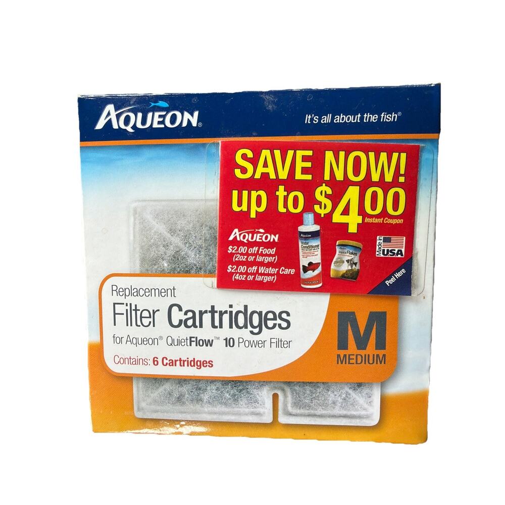Aqueon Medium Replacement Filter Cartridges 6-Pack Dual-Sided Floss + Carbon